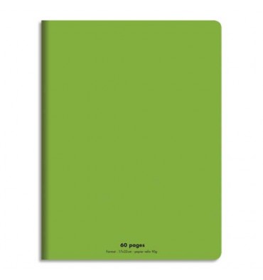 CONQUERANT Cahier piqûre 17x22cm 60 pages 90g, Séyès. Couverture polypropylène Vert