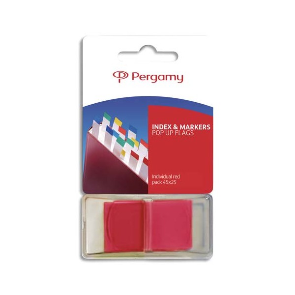 PERGAMY Set de 50 index marque-pages standard 2,5 x 4,3 cm. Coloris rouge