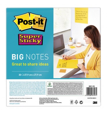POST-IT Big Notes Super Sticky Post-it jaune, 30 feuilles 27,7 x 27,9 cm