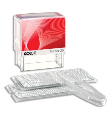 COLOP Set timbre Printer 30/2 Blanc rouge, à composer soi-même, avec 2 polices de caractères + 1 pincette