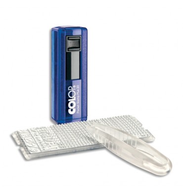 COLOP Set timbre Pocket plus 20 Bleu, à composer soi-même, avec 1 police de caractères et 1 pincette