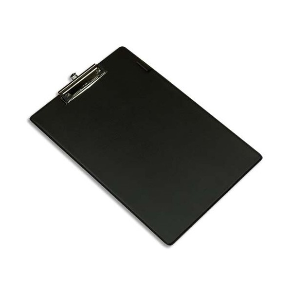 PERGAMY Plaque porte-bloc PVC avec pince métal, L 23,5 x H 34 cm, coloris noir