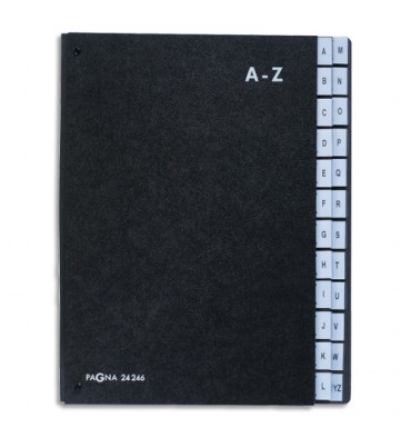 DURABLE Trieur alphabétique noir int papier recyclé. 24 compartiments (A-Z). Format 26,5x34cm