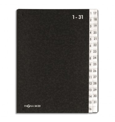 DURABLE Trieur numérique noir int papier recyclé. 31 compartiments (1-31 + 1 neutre). Format 26,5x34cm