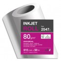 CLAIREFONTAINE Bobine papier blanc CIE170 Universel 80g pour traceur 0,610 mm x 50 m. Impression Jet d'encre