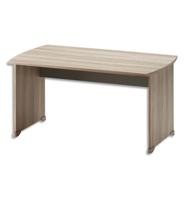 GAUTIER Table bureau L140 cm avec voile de fond Jazz - Dimensions : L140 x H74 x P80 cm Chêne gris foncé
