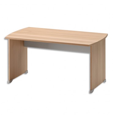 GAUTIER Table bureau L140 cm avec voile de fond Jazz - Dimensions : L140 x H74 x P80 cm Hêtre gris clair