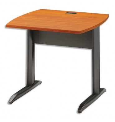 GAUTIER Table bureau pied métal avec voile de fond Jazz - Dim. : L80 x H74 x P80 cm Aulne gris anthracite