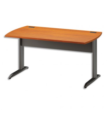 GAUTIER Table bureau pied métal avec voile de fond Jazz - Dim : L140 x H74 x P80 cm Aulne gris anthracite