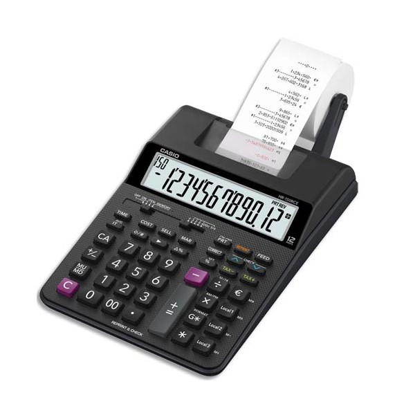 CASIO Calculatrice imprimante portable bureau à 12 chiffres HR-150 RCE, coloris noir