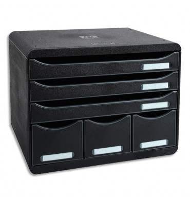 EXACOMPTA Module Store-Box Noir 6 tiroirs en polystyrène - 35,5 x 27,1 x 27 cm