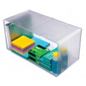 DEFLECTO Cube Double Transparent en polystyrène, système modulable - 30,5 x 15,3 x 15,3 cm