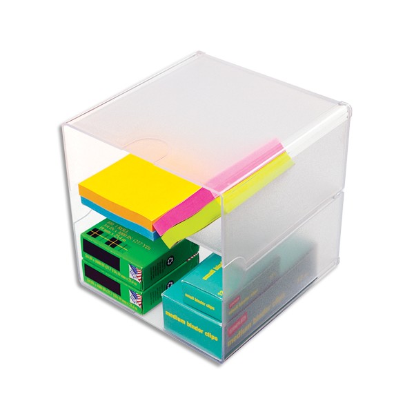 DEFLECTO Cube à séparation horizontale Transparent polystyrène, système modulable, carré 15,3 cm