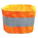 VISO Brassard de sécurité à bandes réfléchissantes orange en PVC, ajustable par scratch L48 x H7,5 cm