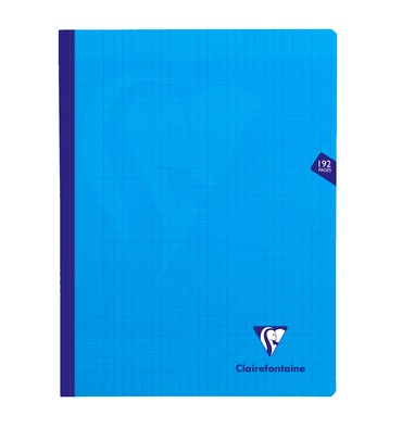 CLAIREFONTAINE Cahier MIMESYS brochure cousue 192 pages Seyès 24 x 32 cm. Couverture polypropylène bleue