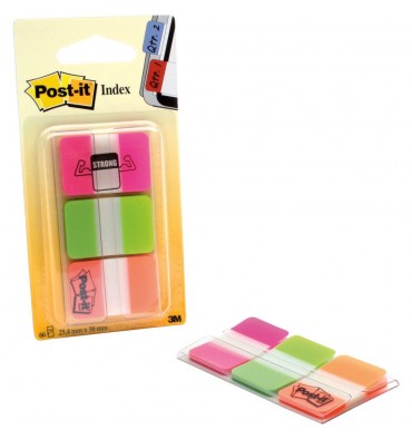 POST-IT Marque-pages standard, set de 3 x 20 coloris orange, vert, rose 2,54 x 4,4 cm
