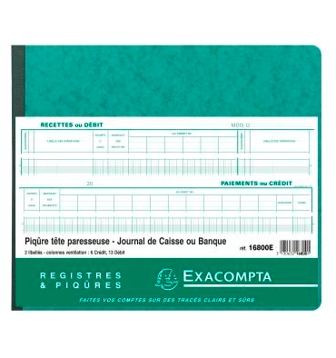 EXACOMPTA Journal de caisse ou banque 27x32cm 6 crédit 13 débit 31 lignes  80p