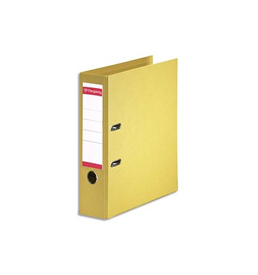 PERGAMY Classeur à levier en polypropylène intérieur/extérieur. Dos 8 cm. Format A4. Coloris jaune