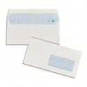 OXFORD Boîte de 200 enveloppes blanches auto-adhésives 90g format 110x220mm DL fenêtre 45x100mm