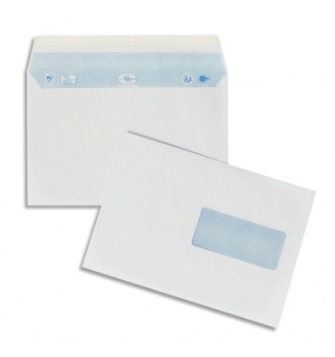 OXFORD Boîte de 200 enveloppes blanches auto-adhésives 90g format 162 x 229 mm C5 fenêtre 45 x 100 mm