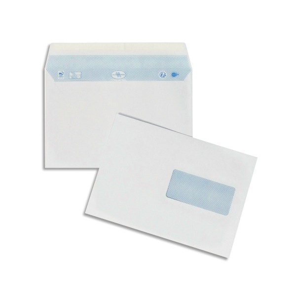 OXFORD Boîte de 200 enveloppes blanches auto-adhésives 90g format 162 x 229 mm C5 fenêtre 45 x 100 mm