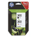 HP Pack cartouches noir + tri-couleur n°302 / X4D37AE