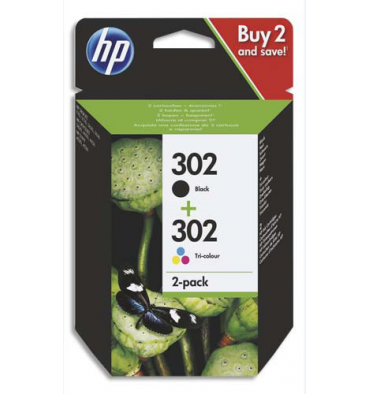 HP Pack cartouches noir + tri-couleur n°302 / X4D37AE