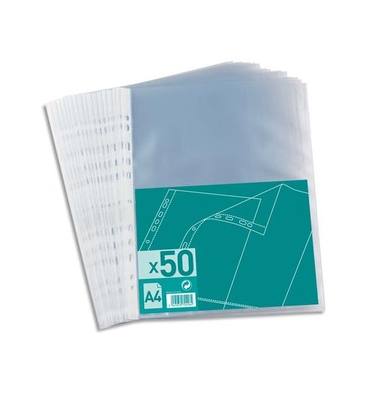 NEUTRE Sachet de 50 pochettes perforées en polypropylène 4/100e A4