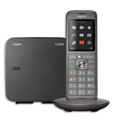 GIGASET Téléphone Solo sans fil CL660 sans répondeur, coloris gris anthracite