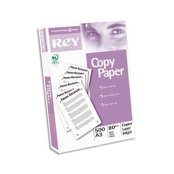 REY BY PAPYRUS Ramette de 500 feuilles papeteries de France Copy Paper A3 80g qualité C+