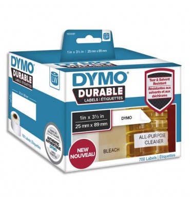 DYMO Rouleau de 700 étiquettes LabelWriter Durable Noir / Blanc 25 x 89 mm - 1933081
