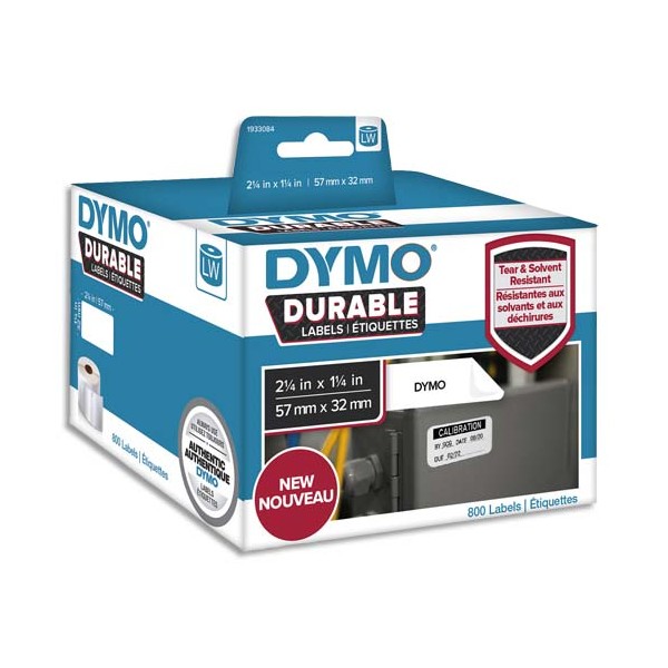 DYMO Rouleau de 800 étiquettes LabelWriter Durable Noir / Blanc 57 x 32 mm - 1933084