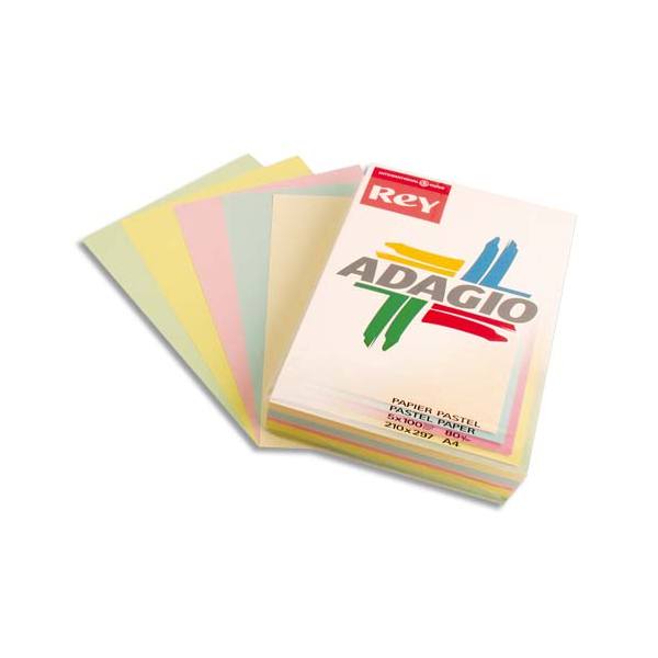REY BY PAPYRUS Ramette 50 feuilles x 5 teintes ADAGIO 80g format A3 assortis pastel et vif