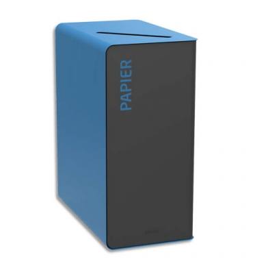 ROSSIGNOL Poubelle Cubatri Papier, borne de tri apport volontaire 65 litres, coloris noir et bleu, spécial Papier