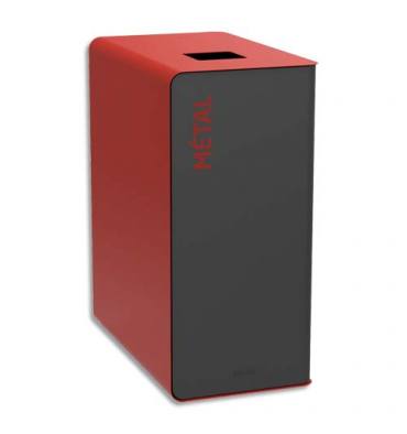 ROSSIGNOL Poubelle Cubatri Papier, borne de tri apport volontaire 65 litres, coloris noir et rouge, spécial Métal