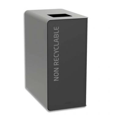 ROSSIGNOL Poubelle Cubatri Papier, borne de tri apport volontaire 65 litres, coloris noir et grise, spécial Non Recyclable