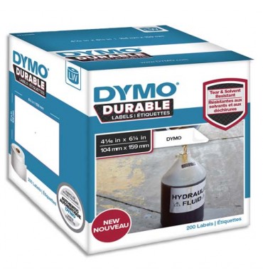 DYMO Rouleau de 200 étiquettes LabelWriter Durable Noir / Blanc 104 x 159 mm - 1933086