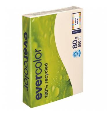 CLAIREFONTAINE Ramette de 500 feuilles papier couleur recyclé EVERCOLOR 80g A4 ivoire