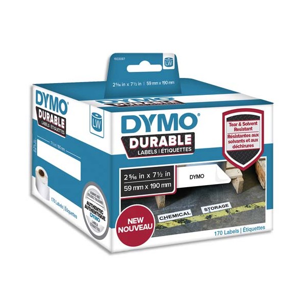 DYMO Rouleau de 170 étiquettes LabelWriter Durable Noir / Blanc 59 x 190 mm - 1933087