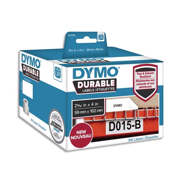 DYMO Rouleau de 300 étiquettes LabelWriter Durable Noir / Blanc  59 x 102 mm - 1933088
