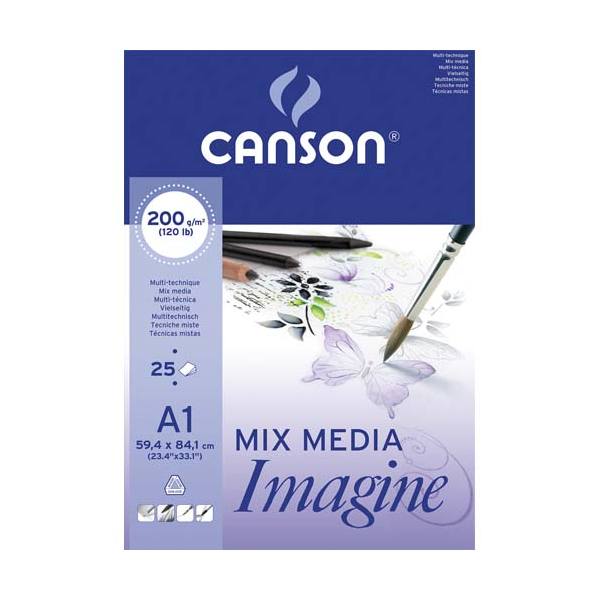 CANSON Bloc de 25 feuilles de papier dessin IMAGINE 200g A1 blanc