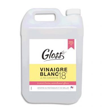 GLOSS Bidon de Vinaigre Blanc liquide de 5 litres, 100% naturel