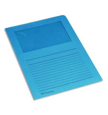 PERGAMY Paquet 100 pochettes-coin en carte 120g avec fenêtre. 22 x 31 cm. Coloris bleu foncé