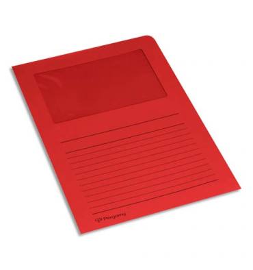 PERGAMY Paquet 100 pochettes-coin en carte 120g avec fenêtre. 22 x 31 cm. Coloris rouge