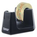 TESA Dévidoir Easy Cut Smart + 1 rouleau tesafilm transparent 19 mm x 10 m, système Stop Pad. Noir