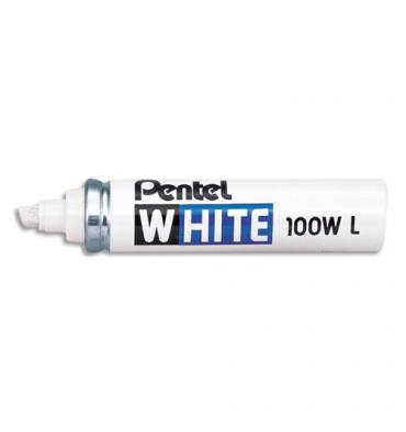 PENTEL Marqueur peinture pointe en fibre biseautée large corps métal coloris blanc WHITE 100W-L