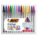 BIC Pack rigide 15 stylos bille Cristal® Multicolour. Assortis Fantaisies - Pointe large + Classiques - Pointe medium