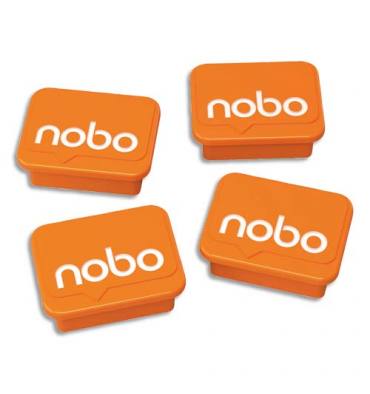 NOBO Paquet de 4 aimants pour tableaux blancs ou verre magnétique. Orange
