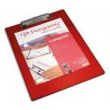 PERGAMY Plaque porte-bloc PVC avec pince métal, L 23,5 x H 34 cm, coloris rouge