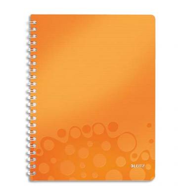 LEITZ Cahier WOW spirales 160 pages détachables 80g A4 5x5. Couverture en polypropylène orange